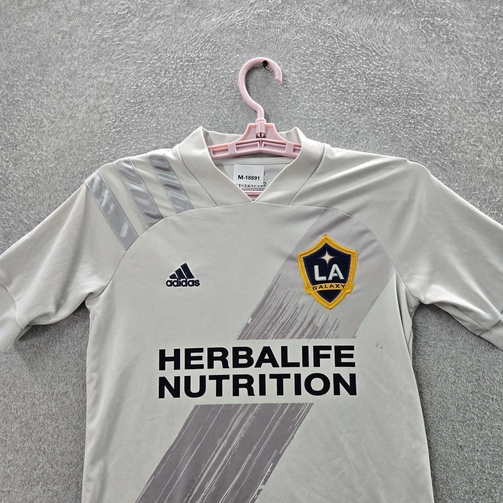 LA Galaxy Boys Jersey M White Adidas Graphic Team Crest AEROREADY‎ Home 2021